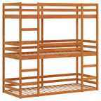 Dreifach-Etagenbett Wachsbraun 75x190 cm Massivholz Kiefer
