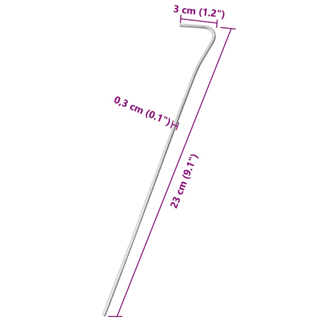 Zeltheringe 25 Stk. 23 cm Ø3 mm Verzinkter Stahl
