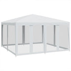 Partyzelt mit 8 Mesh-Seitenteilen Weiß 4x4 m HDPE