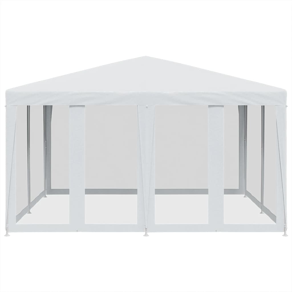 Partyzelt mit 8 Mesh-Seitenteilen Weiß 4x4 m HDPE