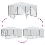 Partyzelt mit 8 Mesh-Seitenteilen Weiß 4x4 m HDPE
