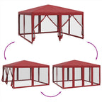 Partyzelt mit 8 Mesh-Seitenteilen Rot 4x4 m HDPE