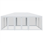 Partyzelt mit 10 Mesh-Seitenteilen Weiß 6x4 m HDPE