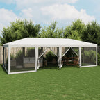 Partyzelt mit 12 Mesh-Seitenteilen Weiß 8x4 m HDPE