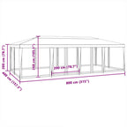 Partyzelt mit 12 Mesh-Seitenteilen Anthrazit 8x4 m HDPE