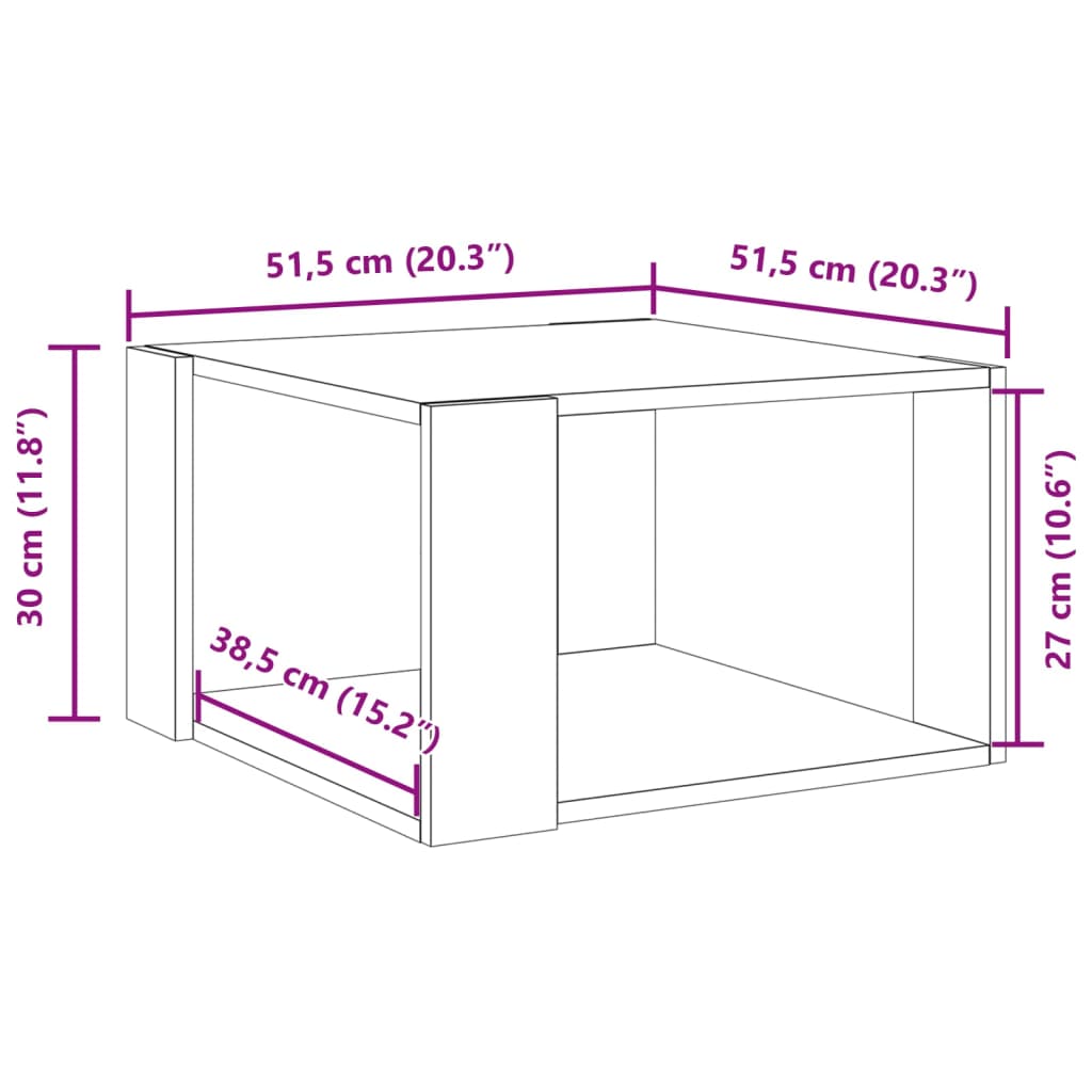 Couchtisch Räuchereiche 51,5x51,5x30 cm Holzwerkstoff
