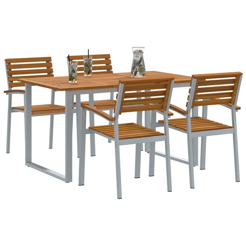 Garten Essgruppe 5 pcs Grau Massivholz Akazie