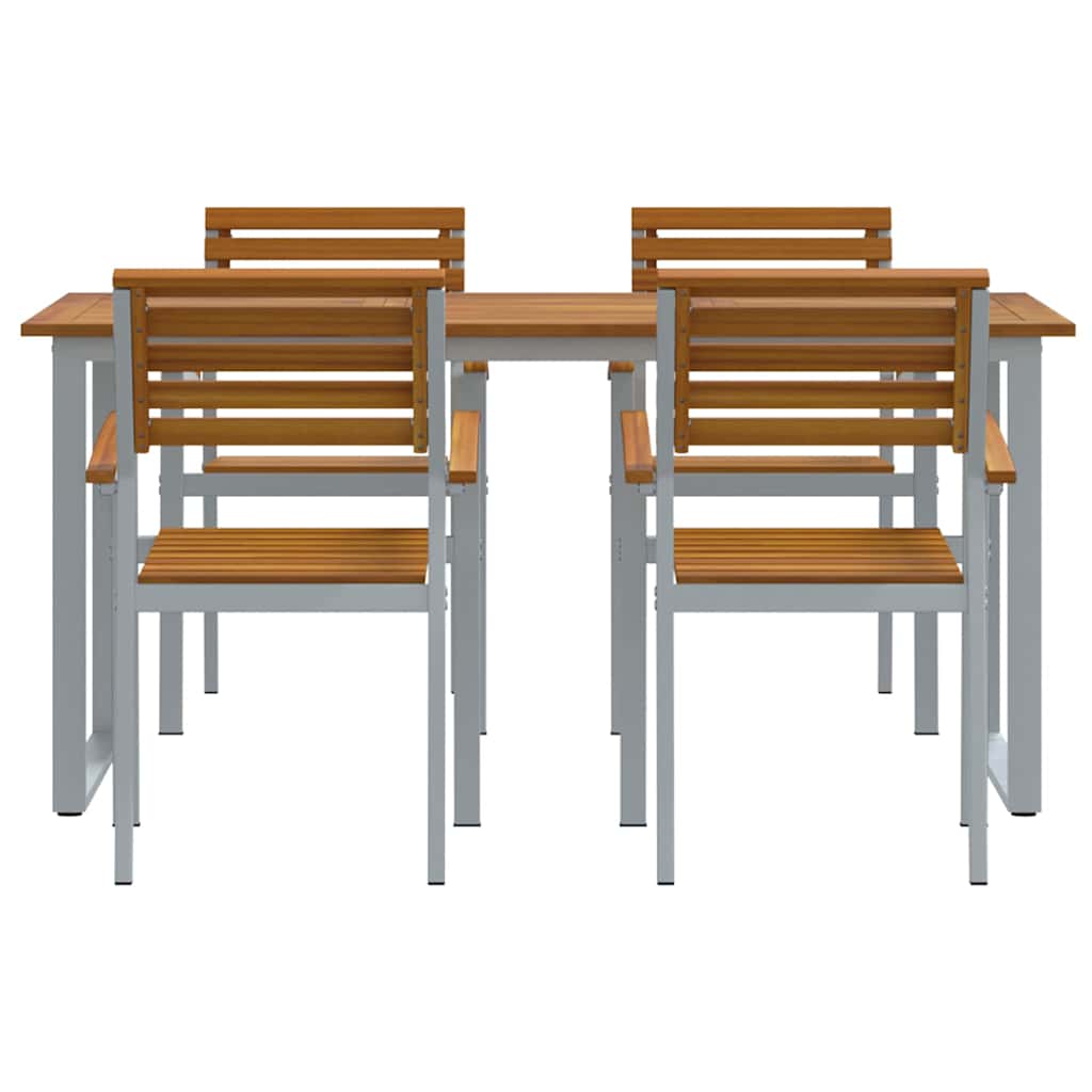 Garten Essgruppe 5 pcs Grau Massivholz Akazie