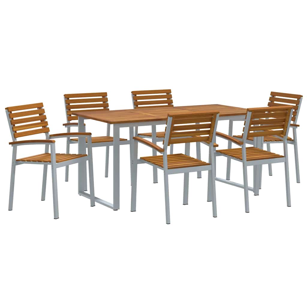 Garten Essgruppe 7 pcs Grau Massivholz Akazie