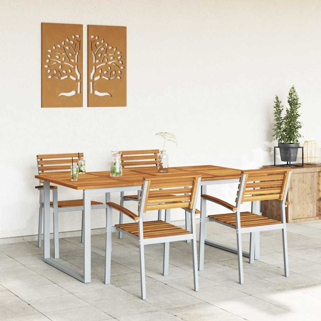 Garten Essgruppe 5 pcs Grau Massivholz Akazie