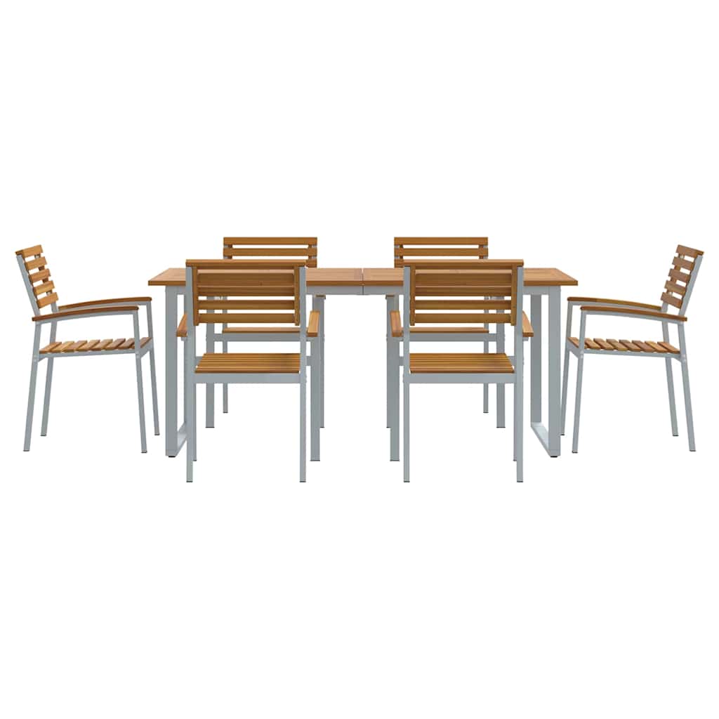 Garten Essgruppe 7 pcs Grau Massivholz Akazie