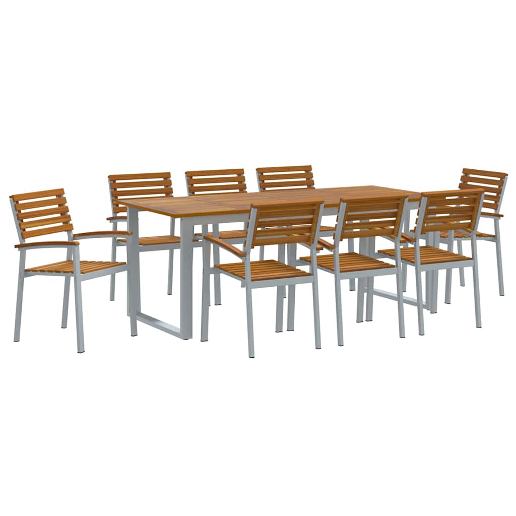 Garten Essgruppe 9 pcs Grau Massivholz Akazie