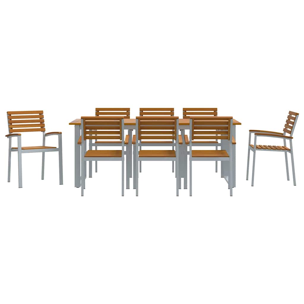 Garten Essgruppe 9 pcs Grau Massivholz Akazie