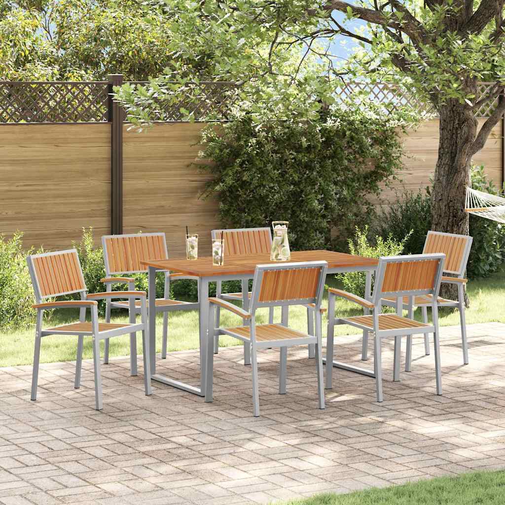 Garten Essgruppe 7 pcs Grau Massivholz Akazie