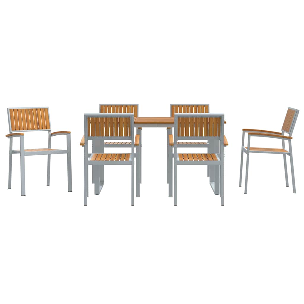 Garten Essgruppe 7 pcs Grau Massivholz Akazie