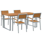 Garten Essgruppe 5 pcs Grau Massivholz Akazie