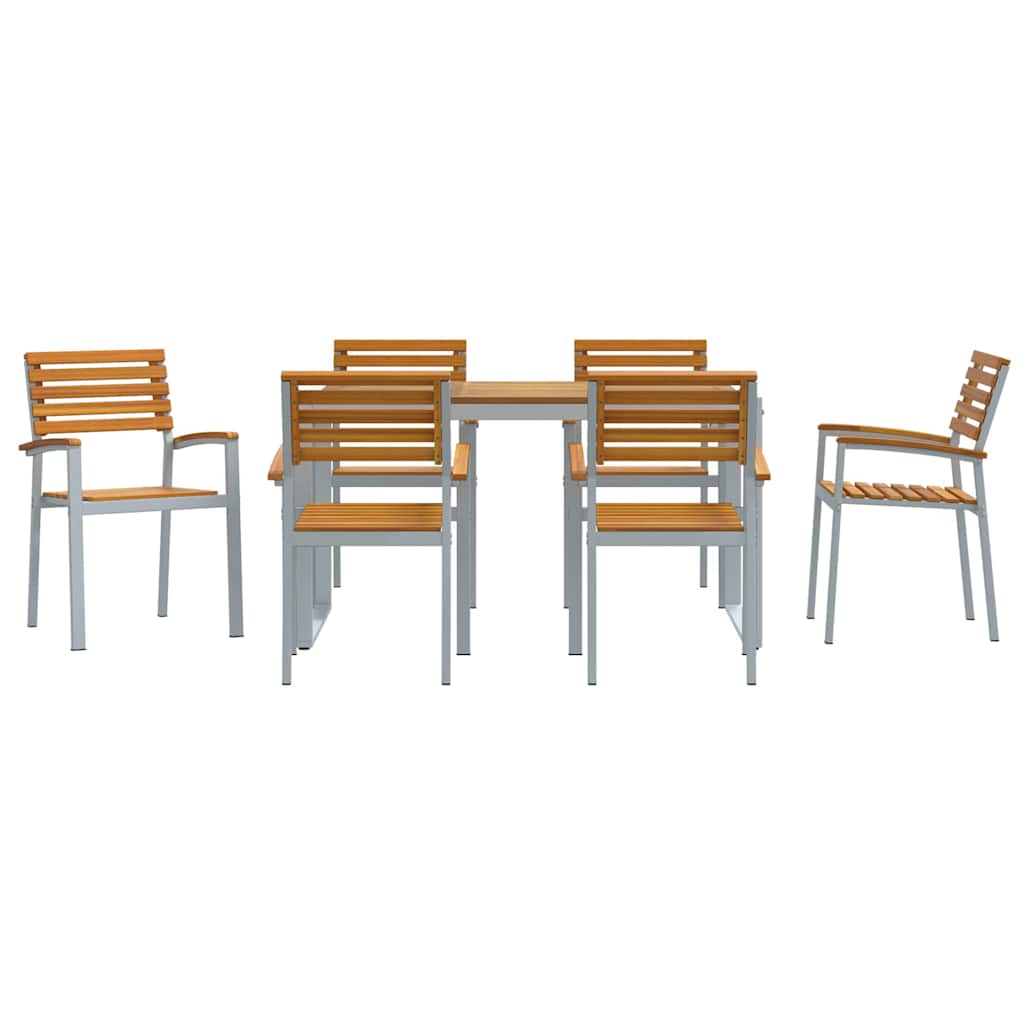 Garten Essgruppe 7 pcs Grau Massivholz Akazie