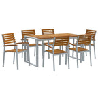 Garten Essgruppe 7 pcs Grau Massivholz Akazie