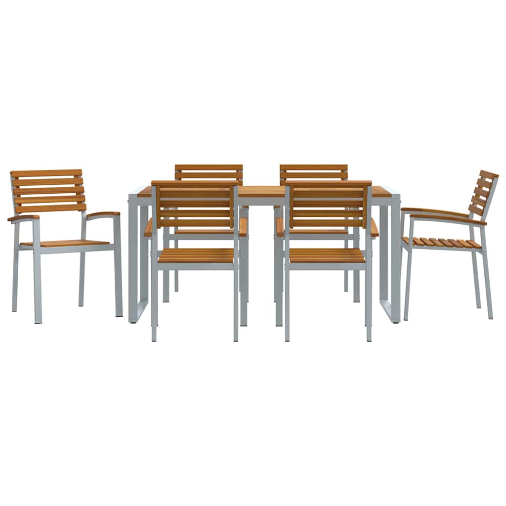 Garten Essgruppe 7 pcs Grau Massivholz Akazie