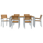 Garten Essgruppe 7 pcs Grau Massivholz Akazie