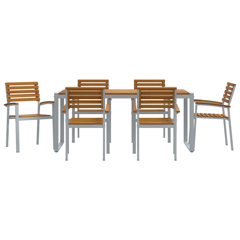 Garten Essgruppe 7 pcs Grau Massivholz Akazie