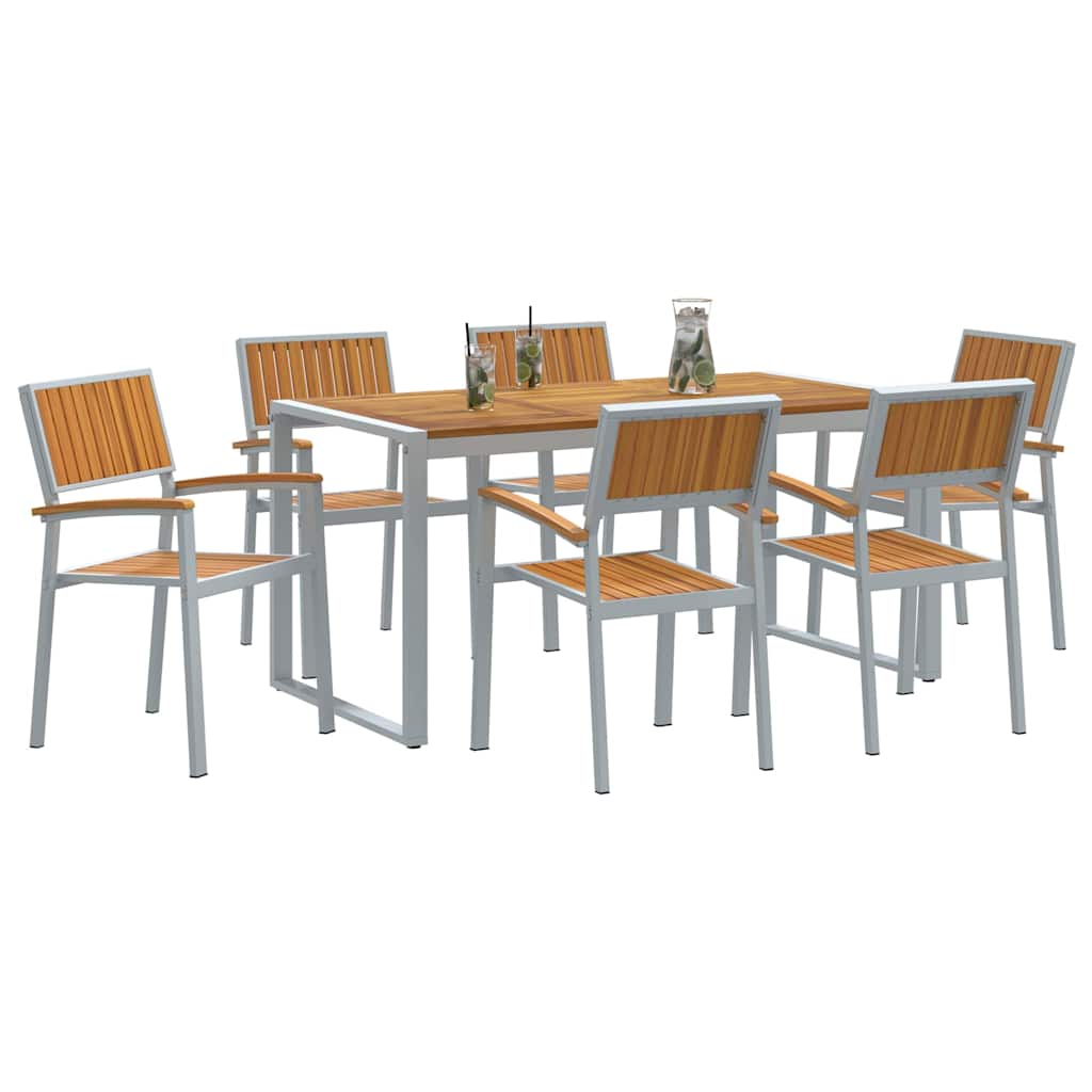 Garten Essgruppe 7 pcs Grau Massivholz Akazie