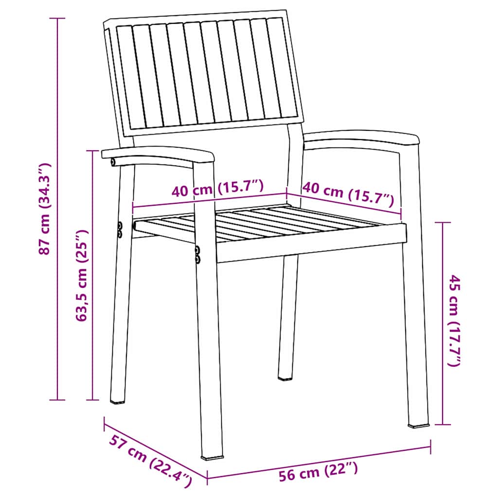 Stapelstuhl 8 pcs Braun 56 x 57 x 87 cm Massivholz Akazie