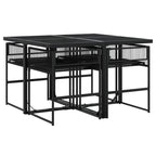 5-tlg. Garten-Essgruppe mit Kissen Schwarz Poly Rattan