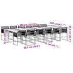 13-tlg. Garten-Essgruppe mit Kissen Schwarz Poly Rattan