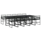 11-tlg. Garten-Essgruppe Schwarz Poly Rattan