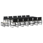 17-tlg. Garten-Essgruppe mit Kissen Schwarz Poly Rattan