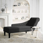 Chaiselongue mit Kissen und Rechter Armlehne Schwarz Stoff