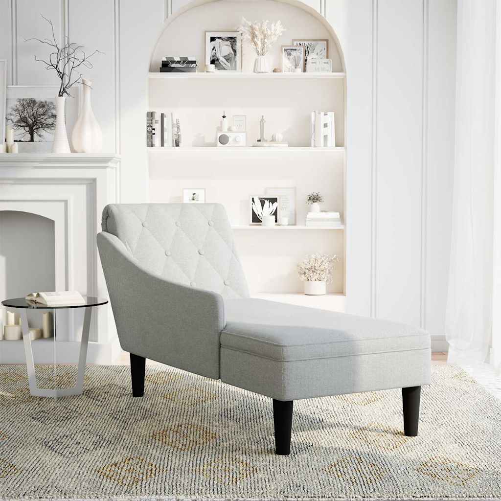 Chaiselongue mit Kissen und Rechter Armlehne Wolkengrau Stoff