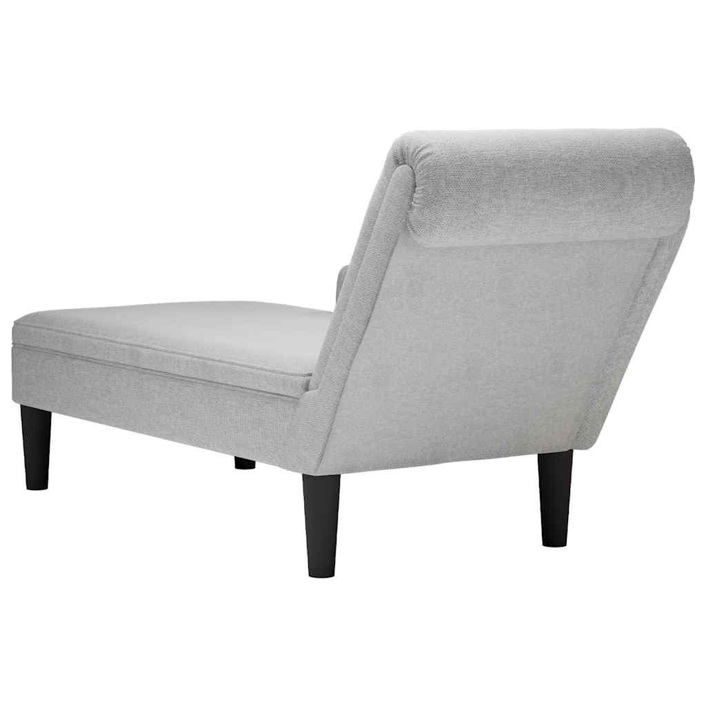 Chaiselongue mit Kissen und Rechter Armlehne Wolkengrau Stoff