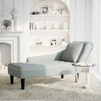 Chaiselongue mit Kissen und Rechter Armlehne Hellgrau Samt