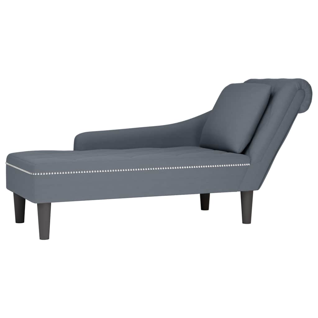 Chaiselongue mit Kissen und Rechter Armlehne Dunkelgrau Samt