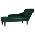 Chaiselongue mit Kissen und Rechter Armlehne Dunkelgrün Samt