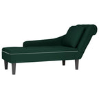 Chaiselongue mit Kissen und Rechter Armlehne Dunkelgrün Samt