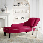 Chaiselongue mit Kissen und Rechter Armlehne Weinrot Samt