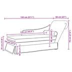 Chaiselongue mit Nackenrolle und Rechter Armlehne Blau Samt