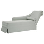Chaiselongue mit Nackenrolle und Rechter Armlehne Hellgrau Samt