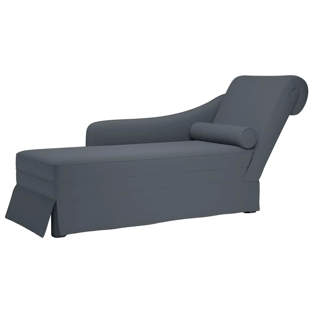 Chaiselongue mit Nackenrolle Rechter Armlehne Dunkelgrau Samt