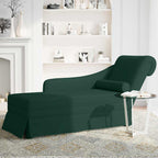 Chaiselongue mit Nackenrolle Rechter Armlehne Dunkelgrün Samt