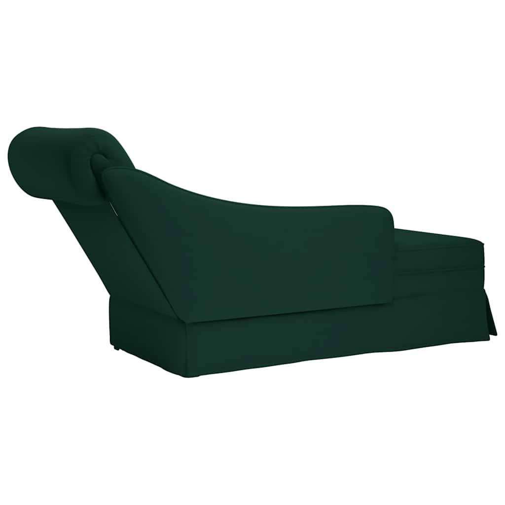 Chaiselongue mit Nackenrolle Rechter Armlehne Dunkelgrün Samt