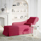 Chaiselongue mit Nackenrolle und Rechter Armlehne Weinrot Samt