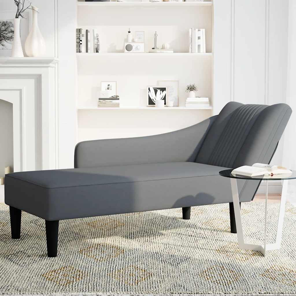 Chaiselongue mit Rechter Armlehne Dunkelgrau Samt