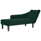 Chaiselongue mit Rechter Armlehne Dunkelgrün Samt