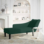 Chaiselongue mit Rechter Armlehne Dunkelgrün Samt