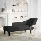 Chaiselongue mit Rechter Armlehne Schwarz Samt