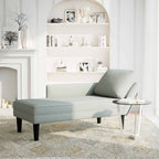 Chaiselongue mit Kissen und Rechter Armlehne Hellgrau Samt